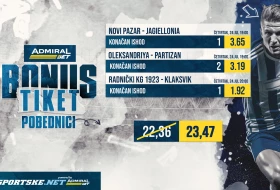 AdmiralBet i Sportske bonus tiket - Pobede srpskih klubova donose kvotu 23,47!